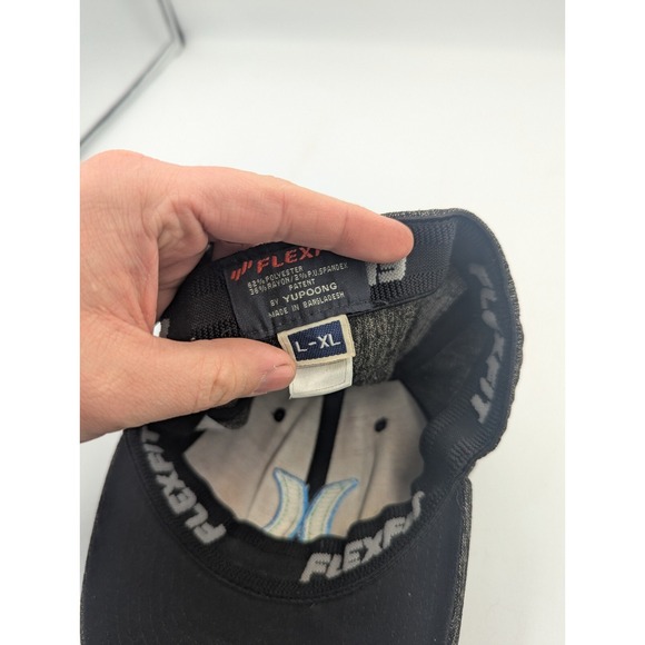 Hurley Flexfit Hat L/XL Stretch Baseball Cap Gray W Blue Green raised Logo - Picture 8 of 8